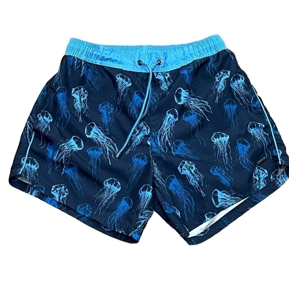 Hugo Boss Swim Trunks Blue Lined Jellyfish Size Small Men - Picture 1 of 7